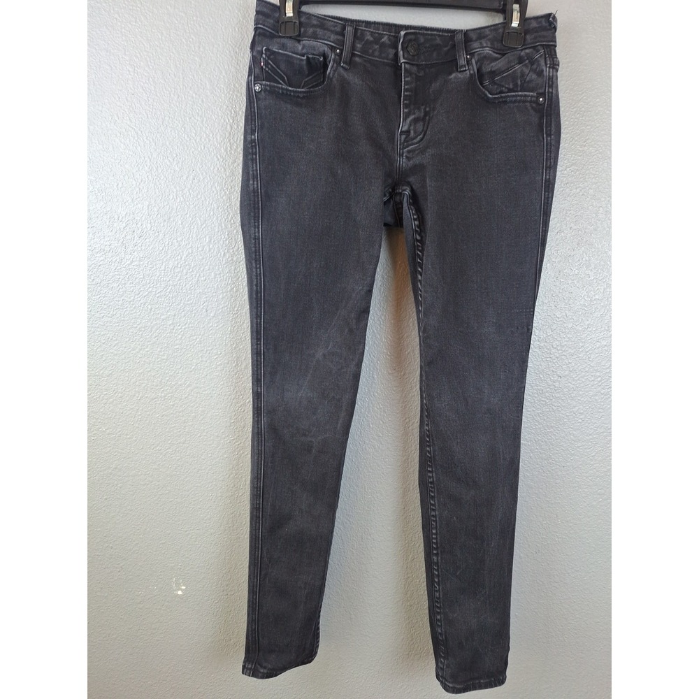Vigoss Skinny Jeans Charcoal Black Faded Stretch Denim Pants Womens Size 29